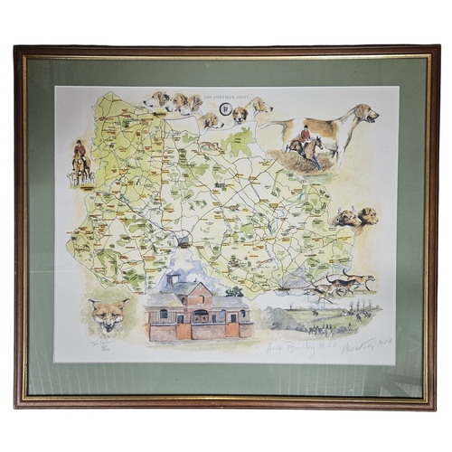 104 - A limited edition coloured Print of the Portman Hunt. Signed by the artist in pencil in the margin.
... 