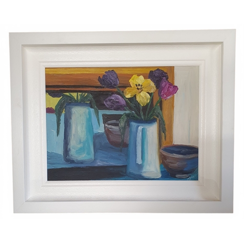 89 - Joe McIntyre, Irish Oil on Board still life, signed LR. 29 x 40 cm approx.