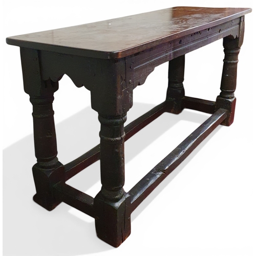 87 - A good early 19th Century possibly 18th Century Oak Side Table. W 158 x D 53 x H 80 cm approx.
