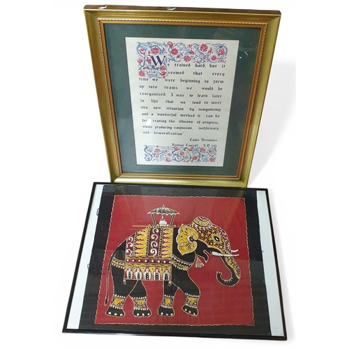 67 - A 20th Century rectangular Mirror along with a group of prints. 50 x 73 cm approx.