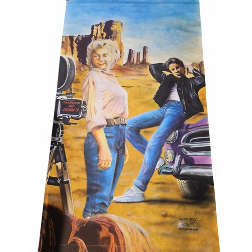 61 - An original large coloured Print by Aerostyl La Graffité of Marily Monroe and James Dean. Signed C D... 