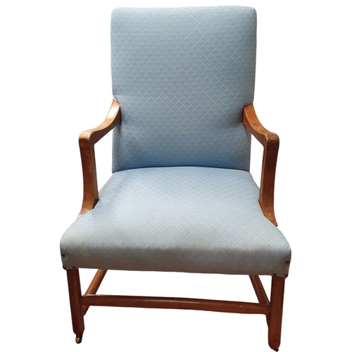 33 - A 19th Century Gainsborough style Chair of unusual form. W 67 x SH 39 x BH 101 cm approx.
