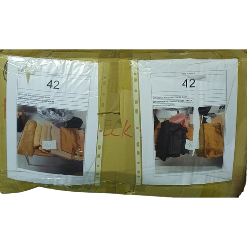 5 - A Box of assorted fabrics, a photo album from 1944, selection of Vinyl records and dress making prin... 