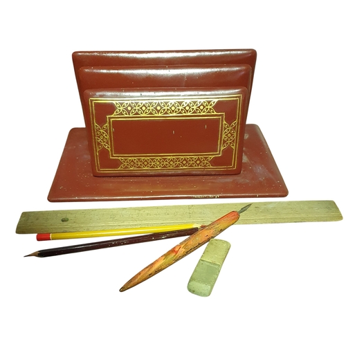 11 - A Group of Film Prop items include a leather letter rack, Books, note books , picture and letters et... 