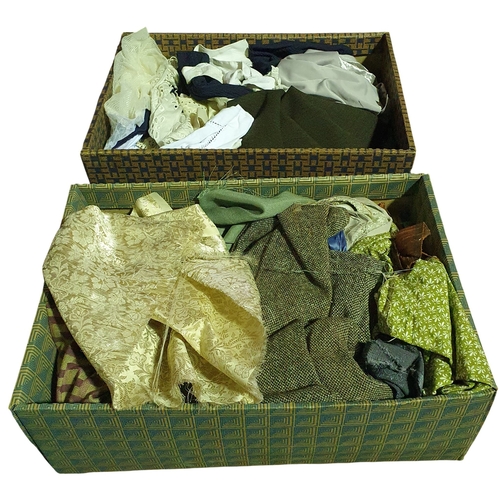 12 - Three Decorative lidded Boxes containing fabrics.