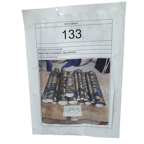 28 - This lot has been withdrawn. A box of Wall Paper off cuts from Lestat's house, with four full rolls ... 