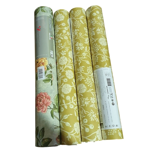 28 - This lot has been withdrawn. A box of Wall Paper off cuts from Lestat's house, with four full rolls ... 