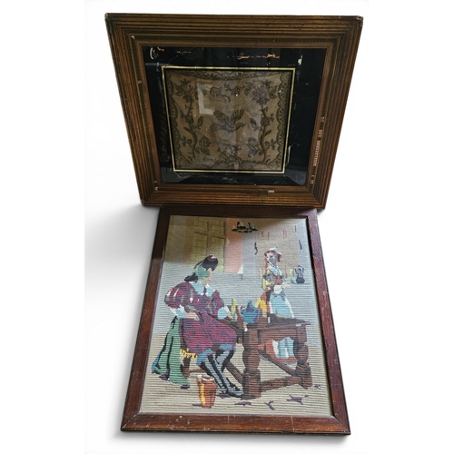 742 - A group of five Needlepoint, Tapestry and Beadwork pictures.