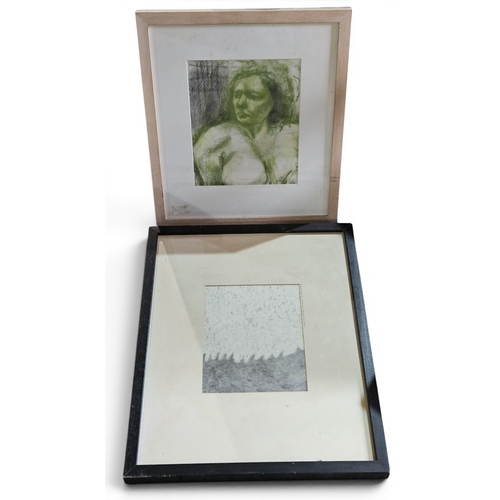 744 - A group of five framed Art, various mediums, artists and dates.