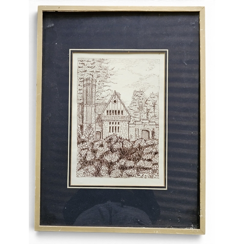 744 - A group of five framed Art, various mediums, artists and dates.