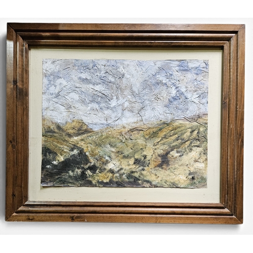 745 - A Watercolour of a Coastal Scene along with an abstract painting on card.