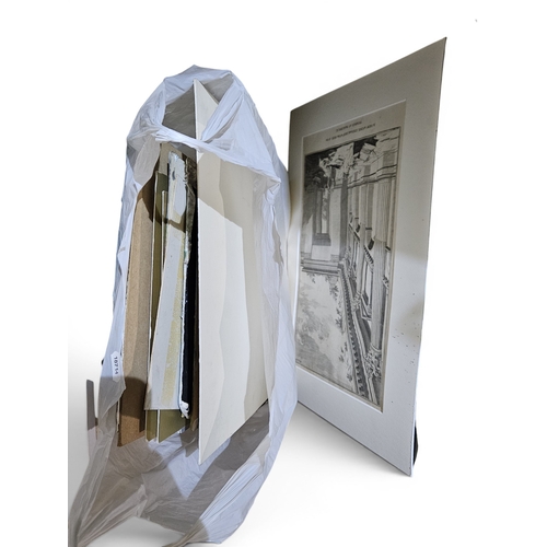 751 - A very large quantity of original Art paintings along with mounted engravings all unframed.