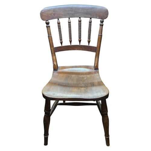782 - A 19th Century Windsor style Kitchen Chair with bobbin turn back, a 19th Century Mahogany Hall Chair... 