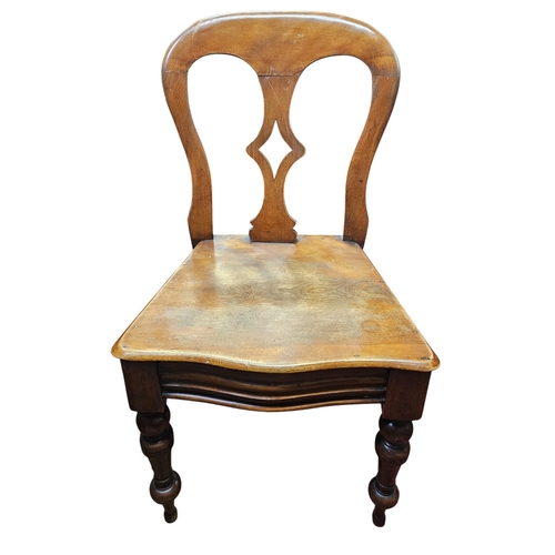 782 - A 19th Century Windsor style Kitchen Chair with bobbin turn back, a 19th Century Mahogany Hall Chair... 