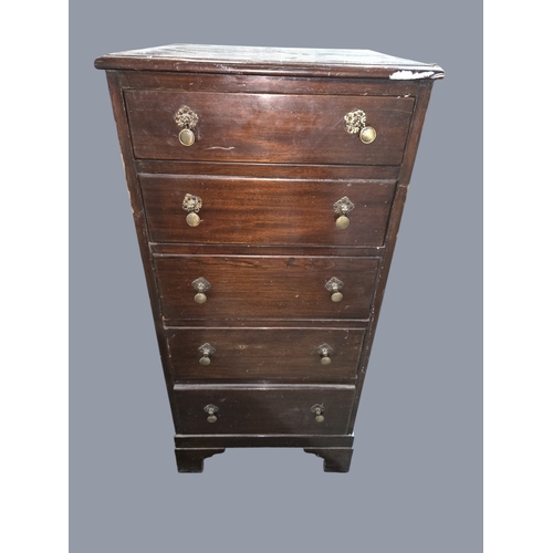 735 - A miniature Mahogany Chest of Drawers along with a side table. W 47 x D 44 x H 100 cm approx.
