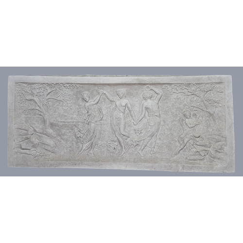 738 - A faux Plaster Plastic Plaque. W 144 x H 60 cm approx.
