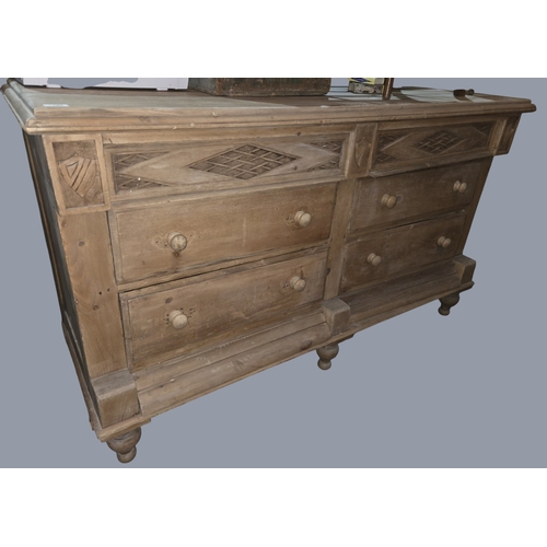 764 - A 19th Century stripped Pine Side Cabinet.
W 168 x D 55 x H 95 cm approx.