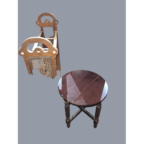 775 - A late 19th Century stick Stand, side cabinet three Mahogany chairs and a fold up table. 
Stick Stan... 