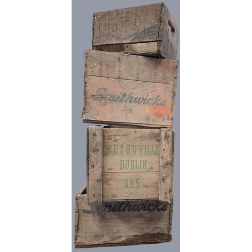 788 - A selection of vintage Crates to include Smithwicks. W 44 x D 33 x H 30 cm approx.