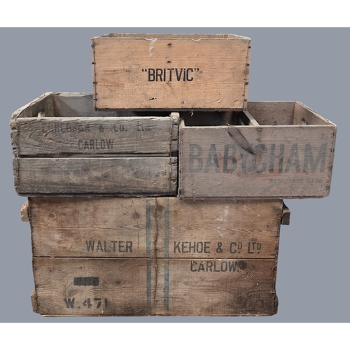 790 - A selection of vintage Crates to include Britvic, Corcoran's and Walter Keogh & Co.
W 63 x D 31 x H ... 
