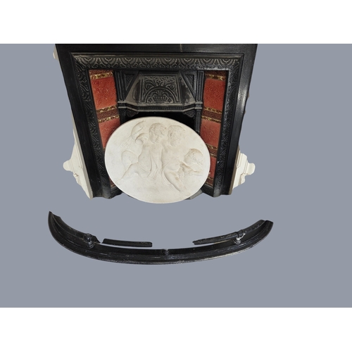 734 - A large 19th Century cast Iron demi lune fire Curb.