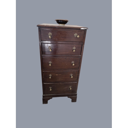 735 - A miniature Mahogany Chest of Drawers along with a side table. W 47 x D 44 x H 100 cm approx.