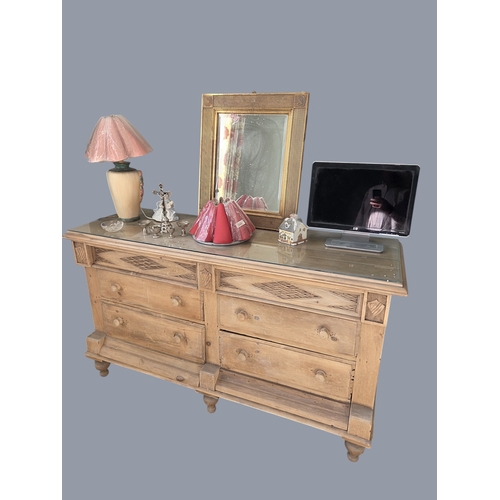 764 - A 19th Century stripped Pine Side Cabinet.
W 168 x D 55 x H 95 cm approx.