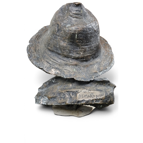 12 - A good 20th Century Bronze of a young Boy with a straw hat, signed verso Demartin, on a Marble base.... 