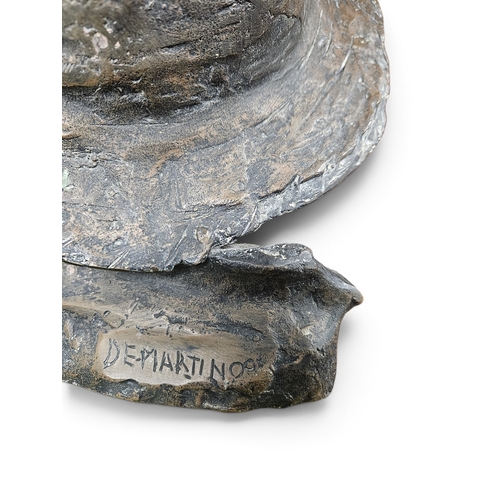 12 - A good 20th Century Bronze of a young Boy with a straw hat, signed verso Demartin, on a Marble base.... 