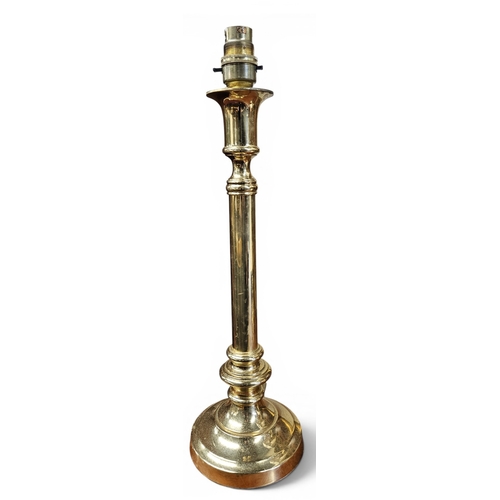 27 - A pair of 20th Century Brass Lamps. H 38 cm approx.