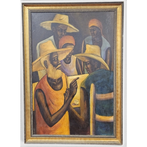 29 - E Waltz. A 20th Century Oil on Canvas of Men playing Dice, signed LR. 90 x 60 cm approx.