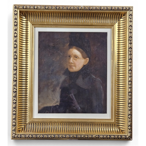42 - A 19th Century Oil on Card of an Elderly Woman, no apparent signature, in a good gilt frame. 30 x 25... 