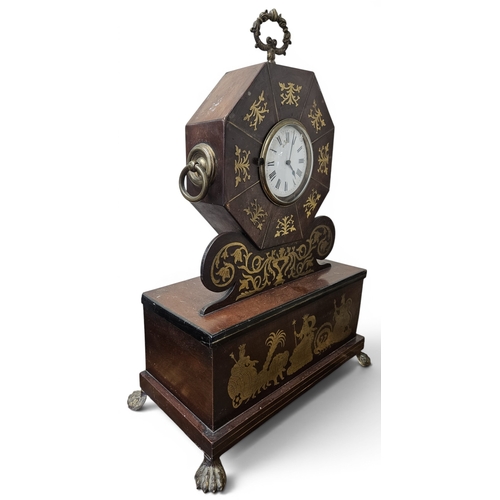 51 - A Regency Mahogany and Inlaid Bracket Mantel Clock. 36 x 19 x H 53 cm approx.