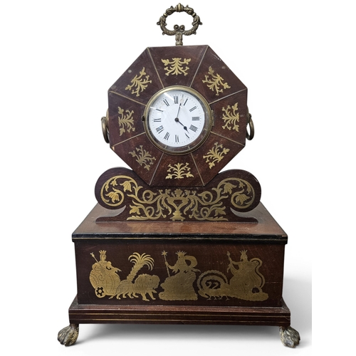 51 - A Regency Mahogany and Inlaid Bracket Mantel Clock. 36 x 19 x H 53 cm approx.