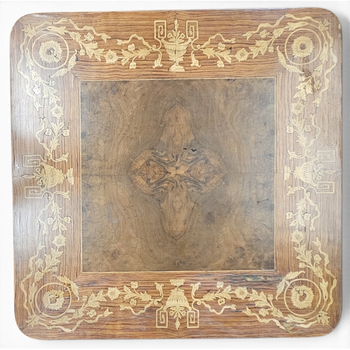 54 - An early to mid 19th Century Rosewood and Inlaid square Side Table with profusely inlaid outline. 60... 