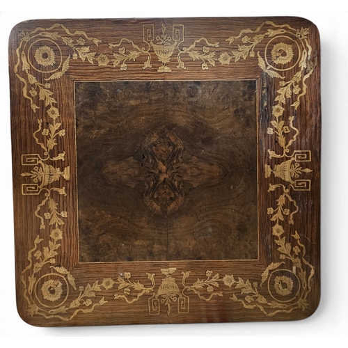 54 - An early to mid 19th Century Rosewood and Inlaid square Side Table with profusely inlaid outline. 60... 