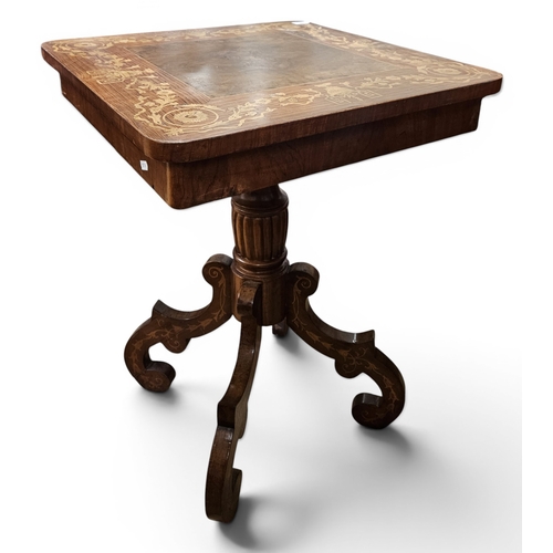 54 - An early to mid 19th Century Rosewood and Inlaid square Side Table with profusely inlaid outline. 60... 
