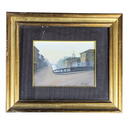 28 - A Putin. A 20th Century Oil On Card of a canal scene along with a 19th Century Oil of Sorrento and t... 