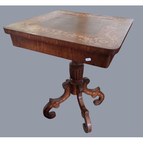 54 - An early to mid 19th Century Rosewood and Inlaid square Side Table with profusely inlaid outline. 60... 