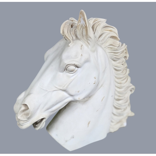 945 - A good Parian figure head of a Horse.  H 37 cm approx.