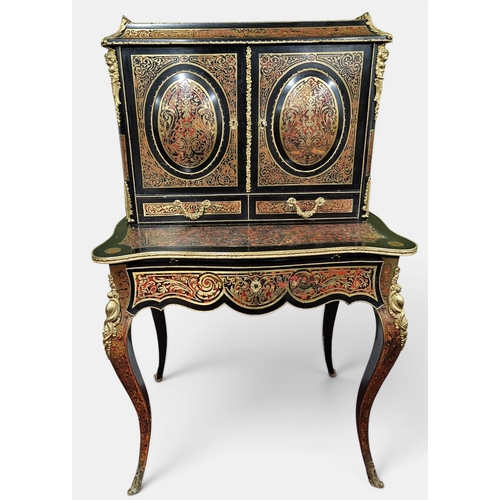 943 - A fantastic 19th Century Boulle Bonheur De Jour Desk Inlay 1880, in very good condition with fitted ... 