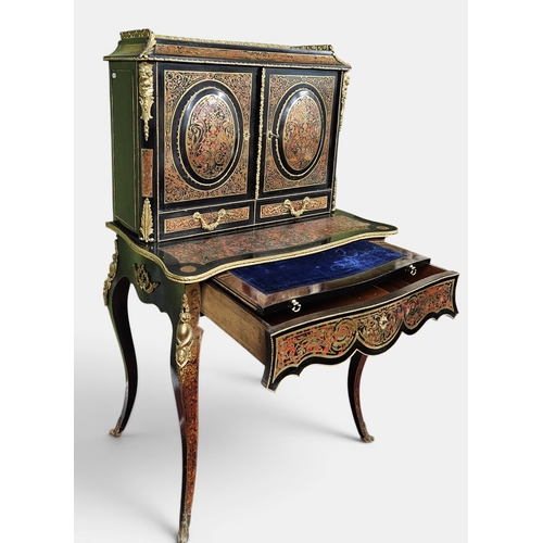 943 - A fantastic 19th Century Boulle Bonheur De Jour Desk Inlay 1880, in very good condition with fitted ... 