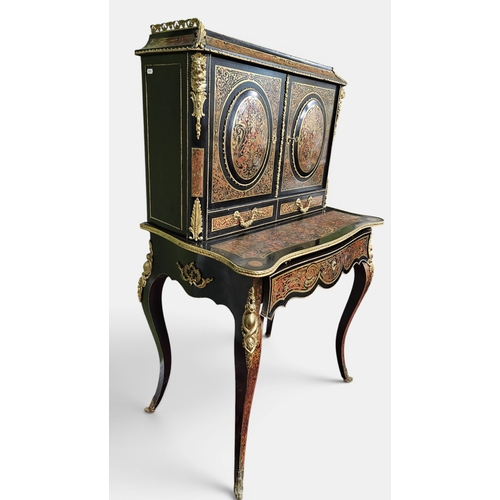 943 - A fantastic 19th Century Boulle Bonheur De Jour Desk Inlay 1880, in very good condition with fitted ... 
