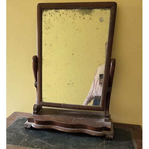 736 - A 19th Century Mahogany drop leaf Table along with a 19th Century crutch mirror.
Table W 100 x L 120... 