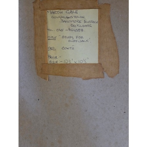 41 - Martin Gale. A study for Cliff Walk, Conte. 26.7 x 26.7 cm approx. 1995.