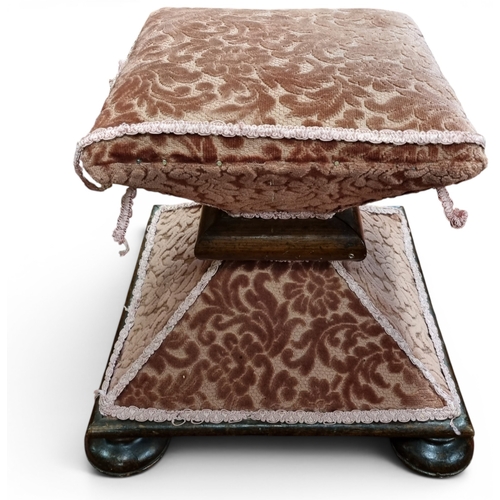 18 - An Edwardian Mahogany and Inlaid Piano Stool with lift up lid along with a 19th Century unusual squa... 