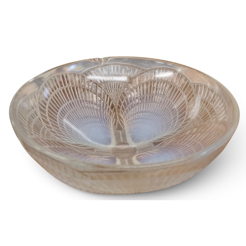 37 - A Lalique Bowl (chipped) along with a quantity of hotelware silver plate.  Bowl D 24 x H 9.5 cm appr... 