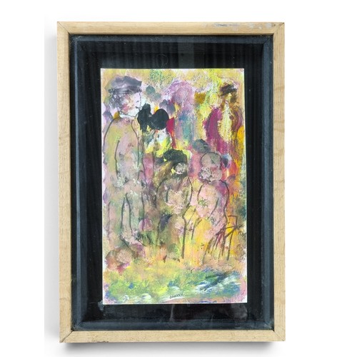 6 - Hymie Danker. Three 20th Century Absract Oils of people. Signed. 32 x 20 cm approx.