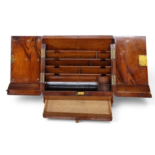 14 - A 19th Century Walnut Desk top Letter Cabinet with brass escutcheon. 
29 x 17 x H 25 cm approx.