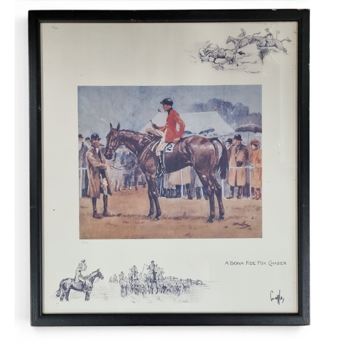 11 - A Snaffles coloured Print. 'A Bona Fide Fox Chaser' along with a Staffordshire wash Jug and Bowl. 
P... 